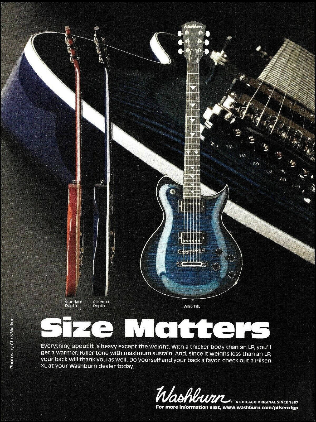 Washburn WI80 Pilsen XL series electric guitar advertisement 1993 ad print
