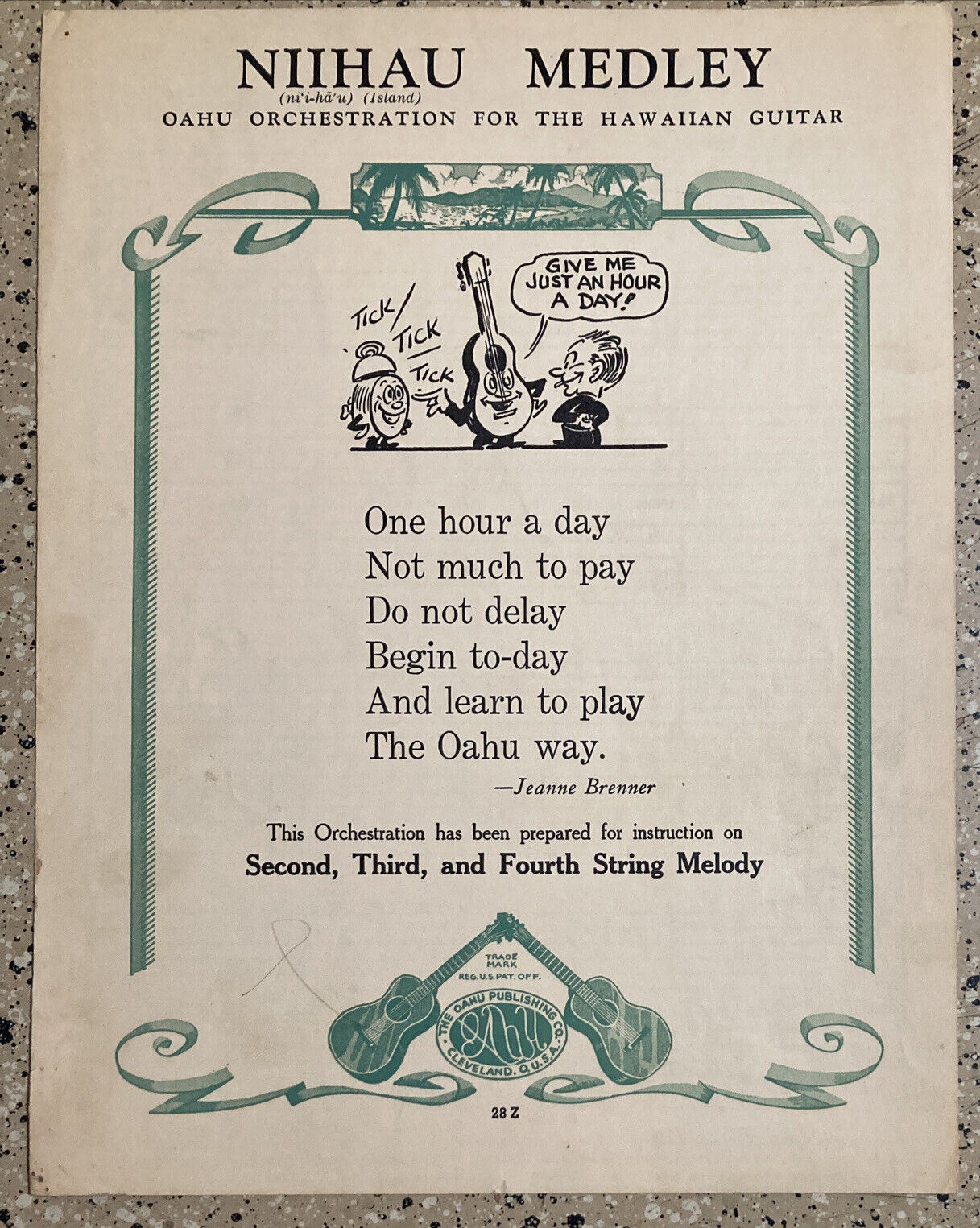 VINTAGE SHEET MUSIC 1936 NIIHAU MEDLEY ORCHESTRA HAWAIIN STEEL GUITAR