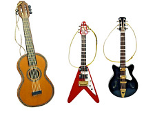 Lot 3 Guitar Christmas Ornaments Acoustic and Electric picture