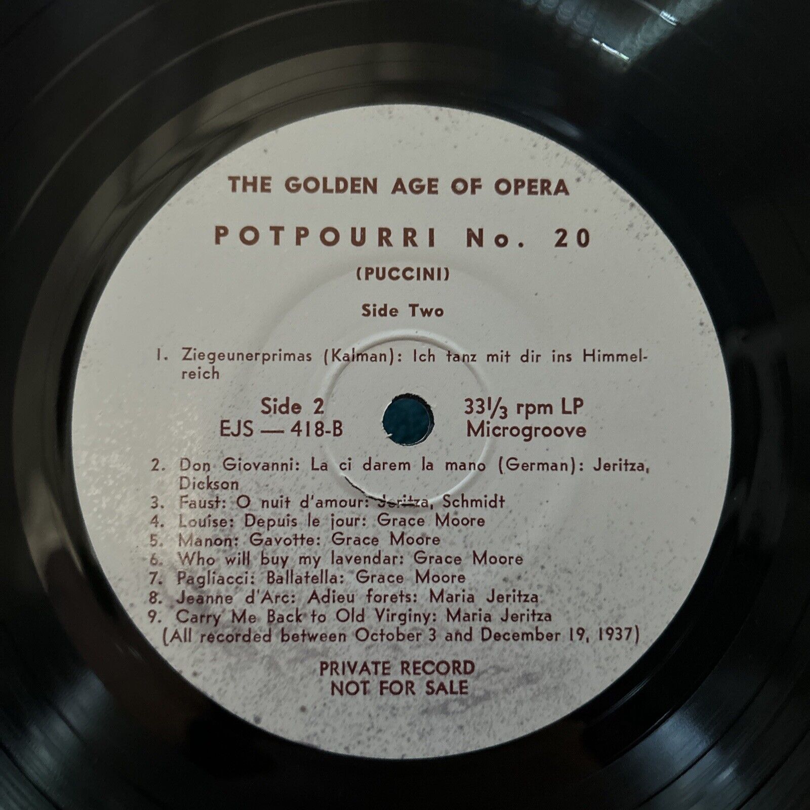 POTPOURRI EJS 418 THE GOLDEN AGE OF OPERA PRIVATE RARE VTG #9