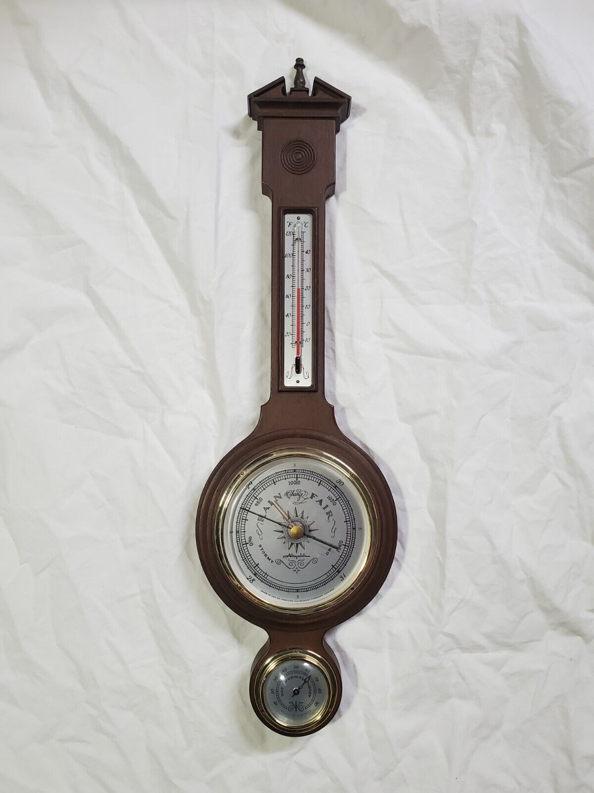 Vintage Airguide Banjo Barometer, Thermometer, Humidity Guage -- WORKS