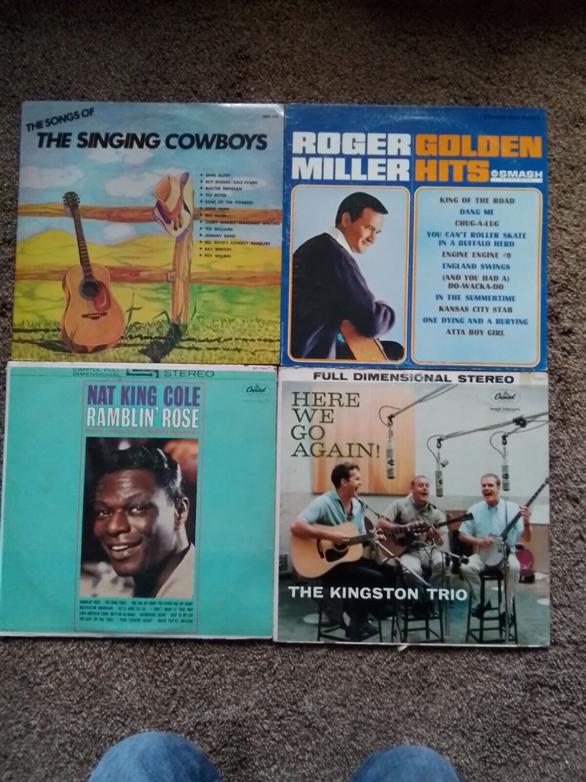 FOUR VINTAGE COUNTRY WESTERN VINYL RECORD ALBUMS