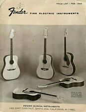 Original 1966 Fender Electric Instruments Guitar Bass Amp Tri-Fold Price List  picture