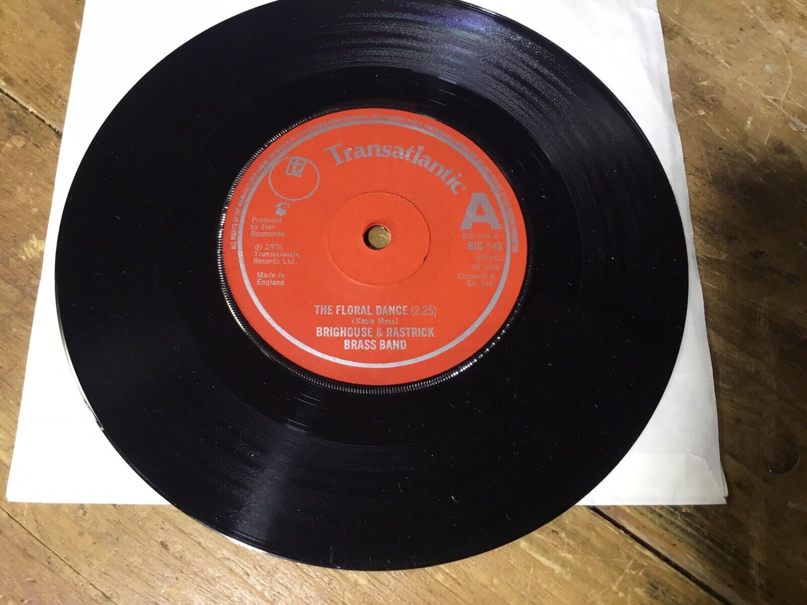 Vintage Vinyl Record ‘The Floral Dance’ By Brighouse & Rastrick Band, 7 Inch.
