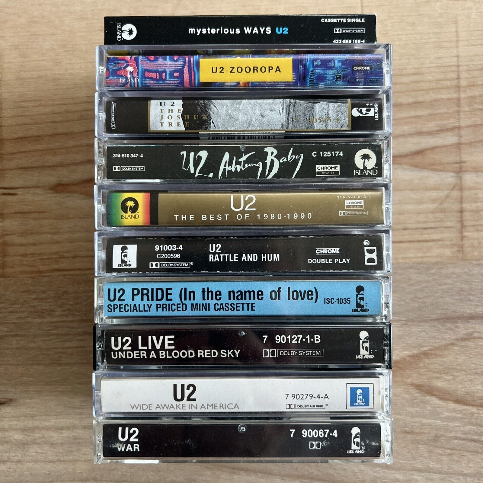 Lot of (10) U2 Cassette Tapes: RARE Joshua Tree WAR Zooropa Achtung Baby Rattle