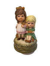 The Akron Vintage made in Japan porcelain music box two girls picture