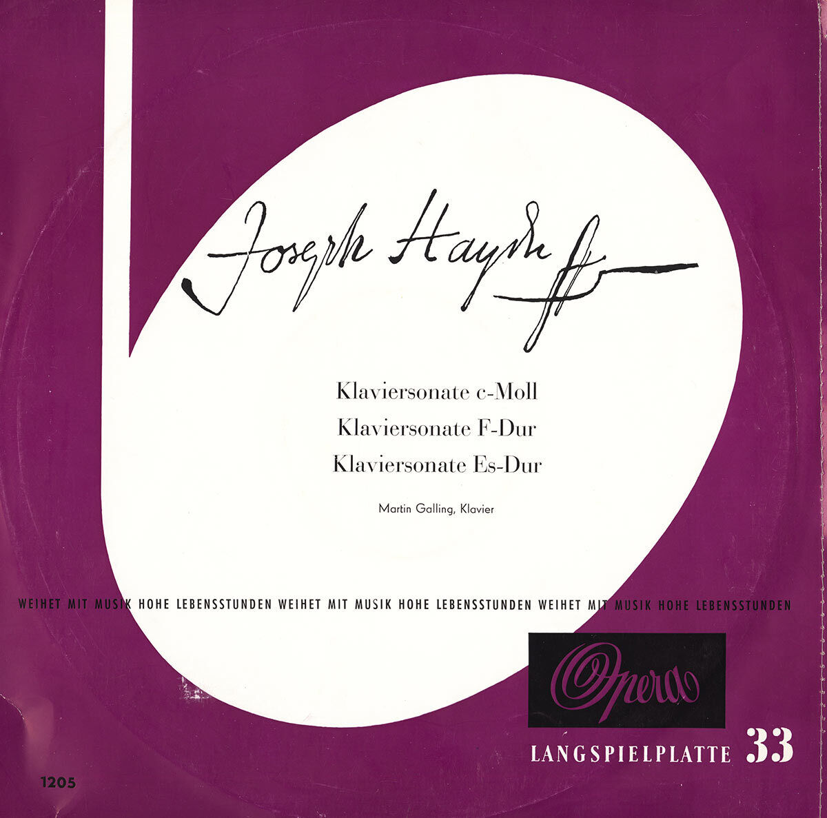 HAYDN Piano Sonatas in E flat, c & F MARTIN GALLING Opera 1205 LP Mono 1960 Rec