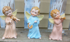 VINTAGE   MUSICAL ANGEL FIGURINES PLAYING INSTURMENTS  SET OF 3 picture