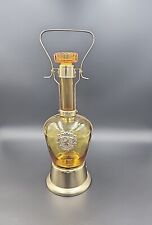 Vintage Decanter Liquor Bottle Music Box Wind Up Plays How Dry I Am Amber Glass picture