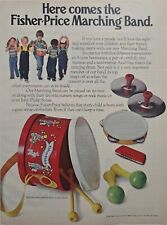 1980 Vintage Fisher Price Marching Band Toys Ad Music Symbols Harmonica Drums  picture
