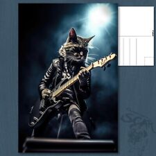 🐱🎸 Cat Playing Electric Guitar on Rock Stage - Purrfectly Rockin'￼ Postcard picture