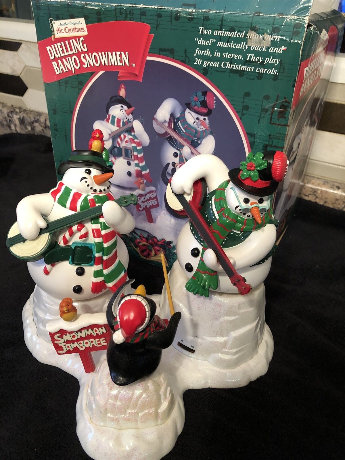VINTAGE MR. CHRISTMAS DUELING BANJO SNOWMEN PLAYS 20 DIFFERENT SONG NOT Animated