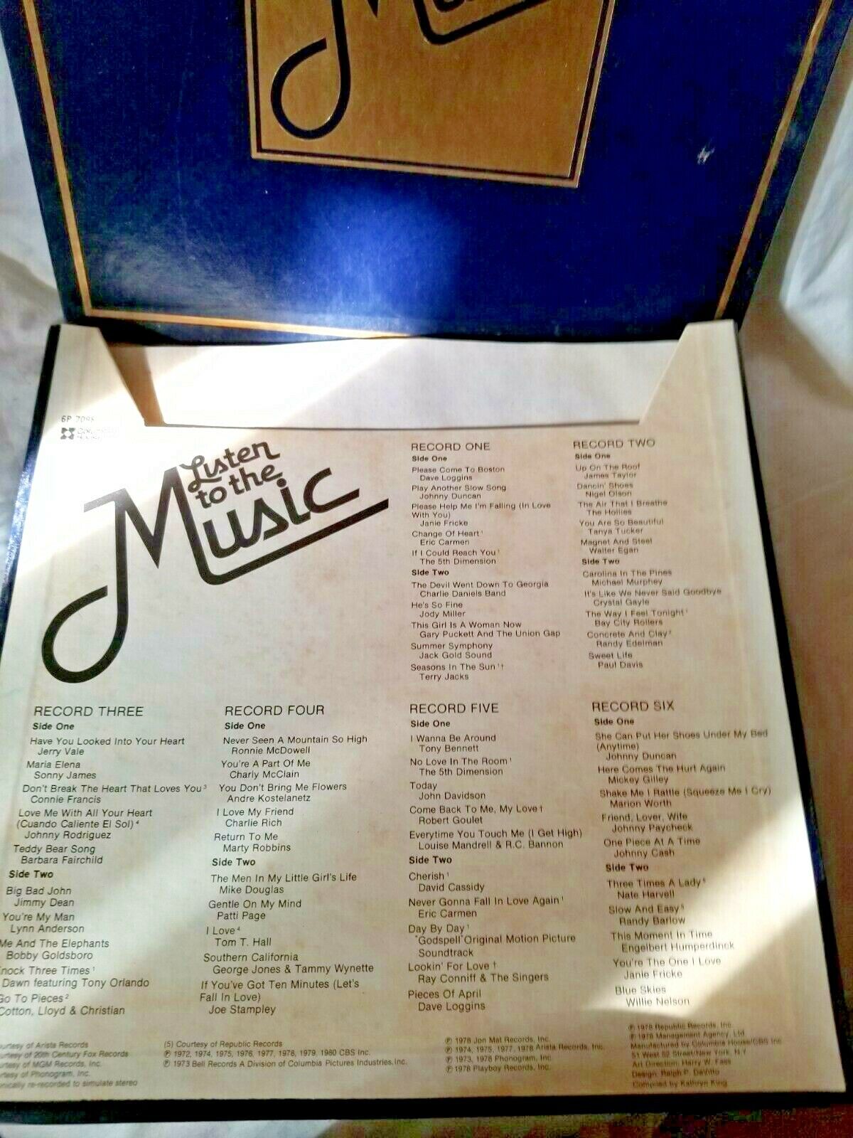 Listen To Music  6 Records Box Set LP vtg  1978