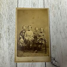 Antique CDV Carte De Visite Photo Children Brothers Boys Toy Drum ROPE ON ANKLE picture