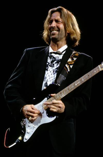 English Guitarist Eric Clapton Performs Live On Stage 1990 Music OLD PHOTO