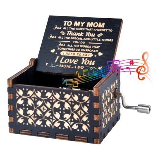 Music Box Gifts for Mom, Engraved Vintage Wooden You are My Sunshine Music 