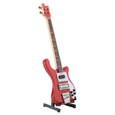 Red Miniature Bass Guitar Replica With Stand And Case Instrument Model picture
