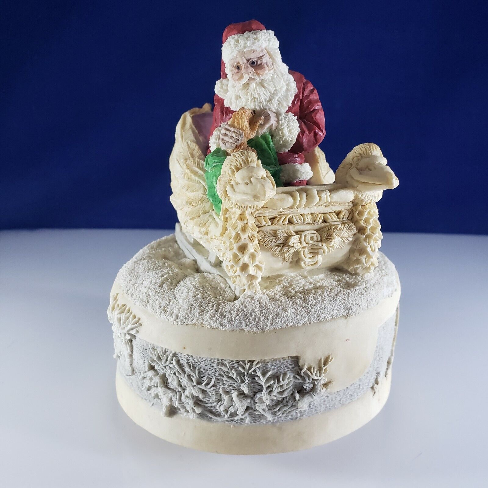 Vintage 1989 Music Makers Santa Sleigh Musical Figure Statue Jingle Bell Ceramic