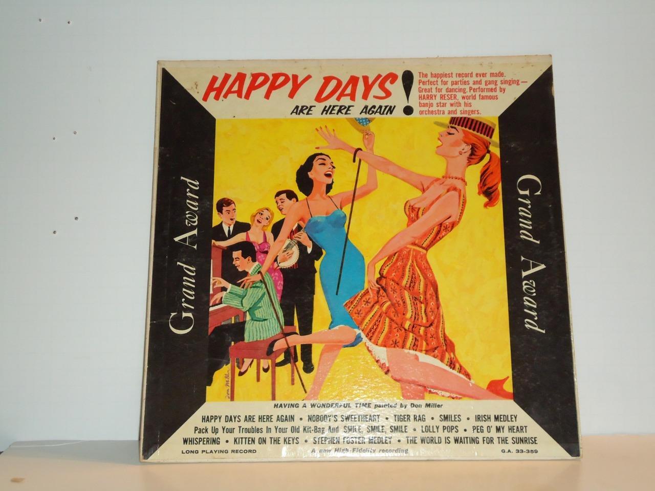 GRAND AWARD - RARE VINTAGE HAPPY DAYS ARE HERE AGAIN VINYL LP RECORD GA 33-359