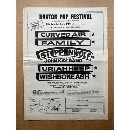 CURVED AIR/FAMILY/URIAH HEEP BUXTON POP FESTIVAL POSTER SIZED original music pre