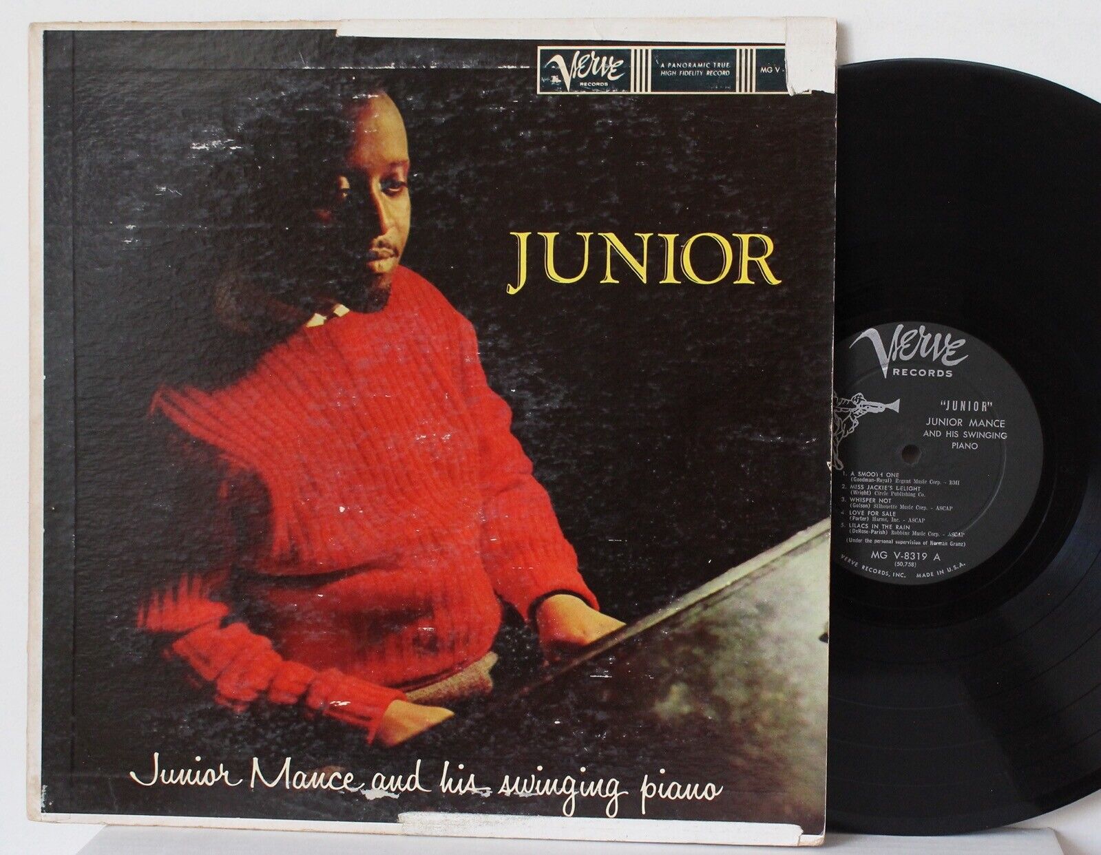 Junior Mance LP “Junior & His Swinging Piano” ~ Verve MG 8319 ~ DG Mono