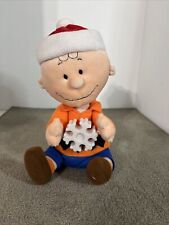 Vintage Gemmy Peanuts Charlie Brown Light Up Snowflake Plush Music Dances Moves picture