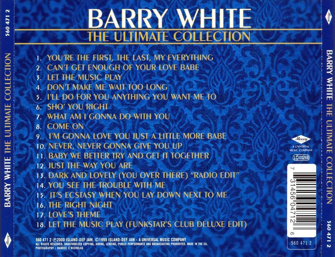 BARRY WHITE - ULTIMATE COLLECTION NEW CD