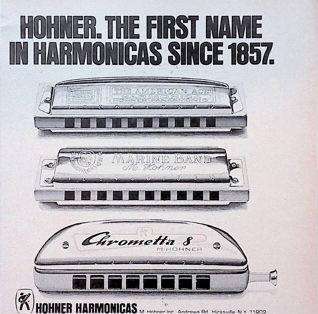 Hohner Harmonica Chrometta 8 Marine Band 1970s Vtg Print Ad 5x5 Wall Poster Art