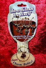 Vintage Wine Charms Includes 6 Goldtone Musical Instruments and Charm Holder picture