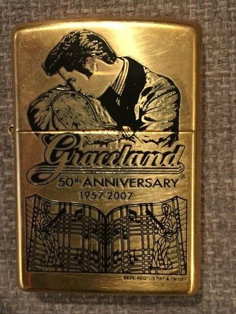 EXTREMELY RARE: Elvis 50th Anniversary Graceland Zippo Lighter 5000 MADE AS NEW