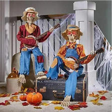 Animated Dueling Banjo Skeletons, Halloween, Sound & Motion Activated, NEW picture