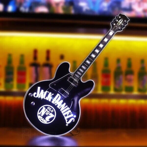 ULTRA Rare Jack Daniels LED Lighted GIBSON Guitar Sign Bar Mancave LAWSUIT NEON