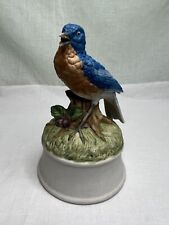 Vintage Gorham Japan Porcelain Eastern Blue Bird Of Happiness Music Box Working picture