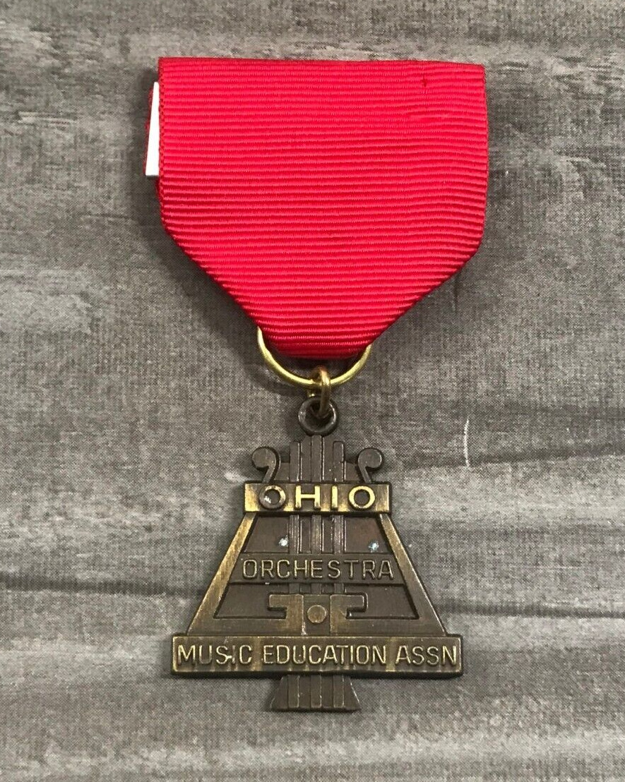 Vintage Ohio Orchestra Music Education Assn Vintage Award Medal Pin Drape