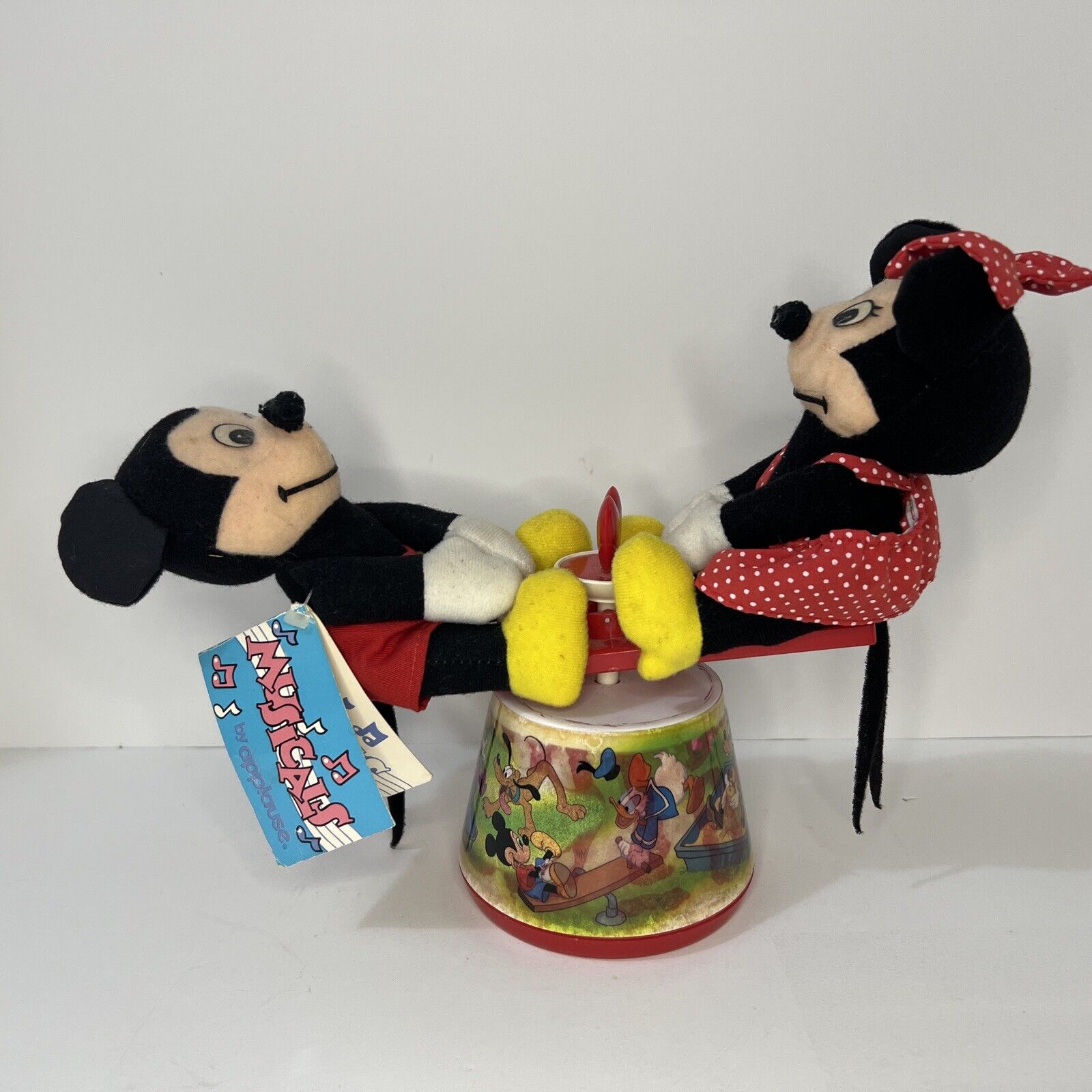 Vintage Applause Wind Up Musical Mickey & Minnie Mouse Musical March See Saw \'85