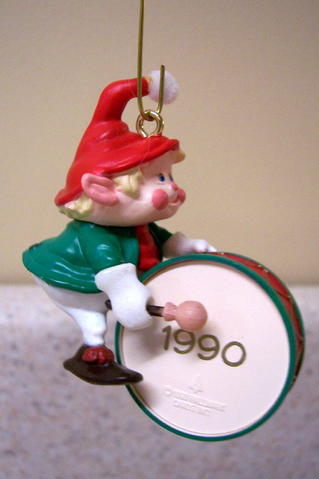 1990 Hallmark Ornament - Elf Playing Drum #2 in Hark It’s Herald Series 
