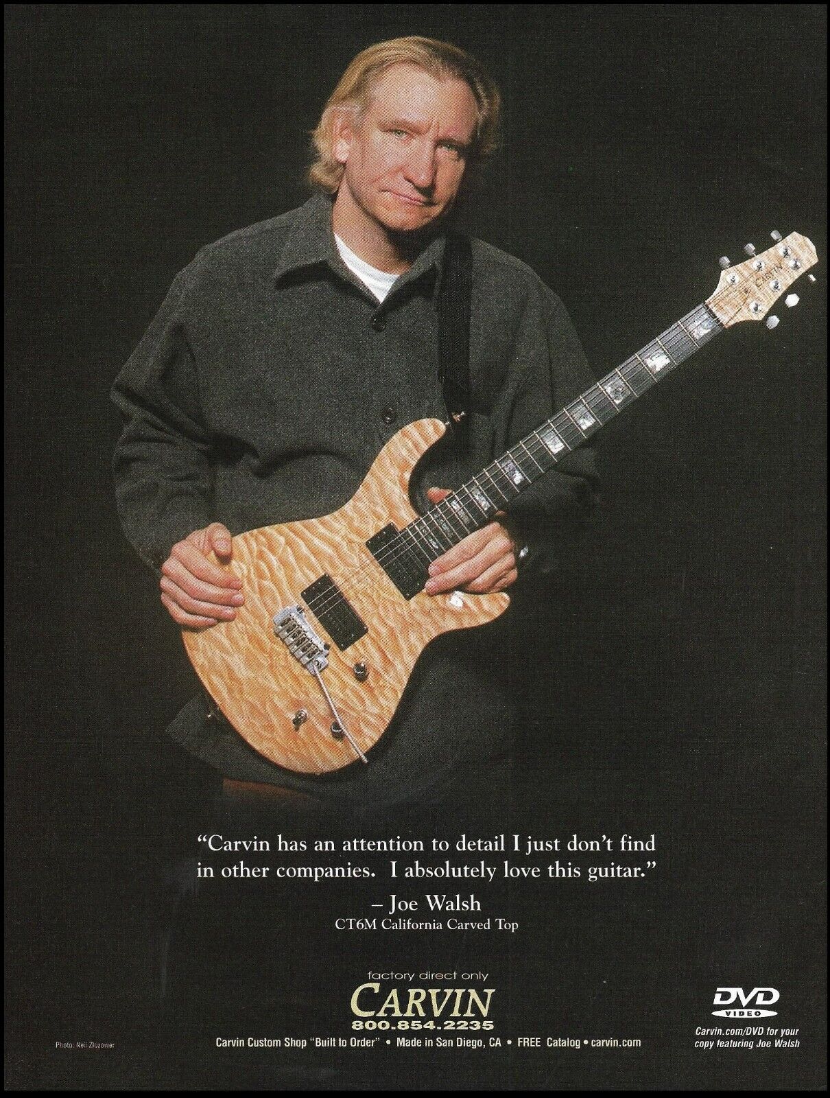 The Eagles Joe Walsh Carvin CT6M California Carved Top Guitar 2005 ad print 1A