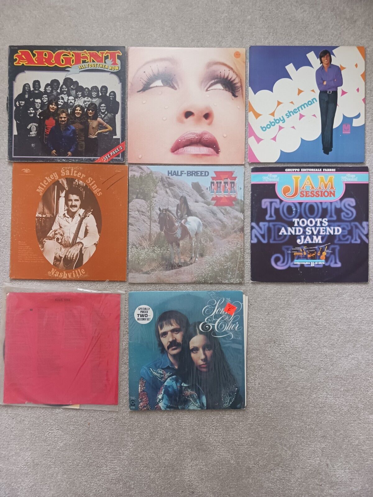 Estate lot 8 vintage vinyl records Rock Pop Molly Hatchet Sonny Cher Argent etc