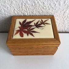 Vintage Wooden Pari Maple Leaf Leaves Music Box Sankyo My Way Tune #8 Tested  picture
