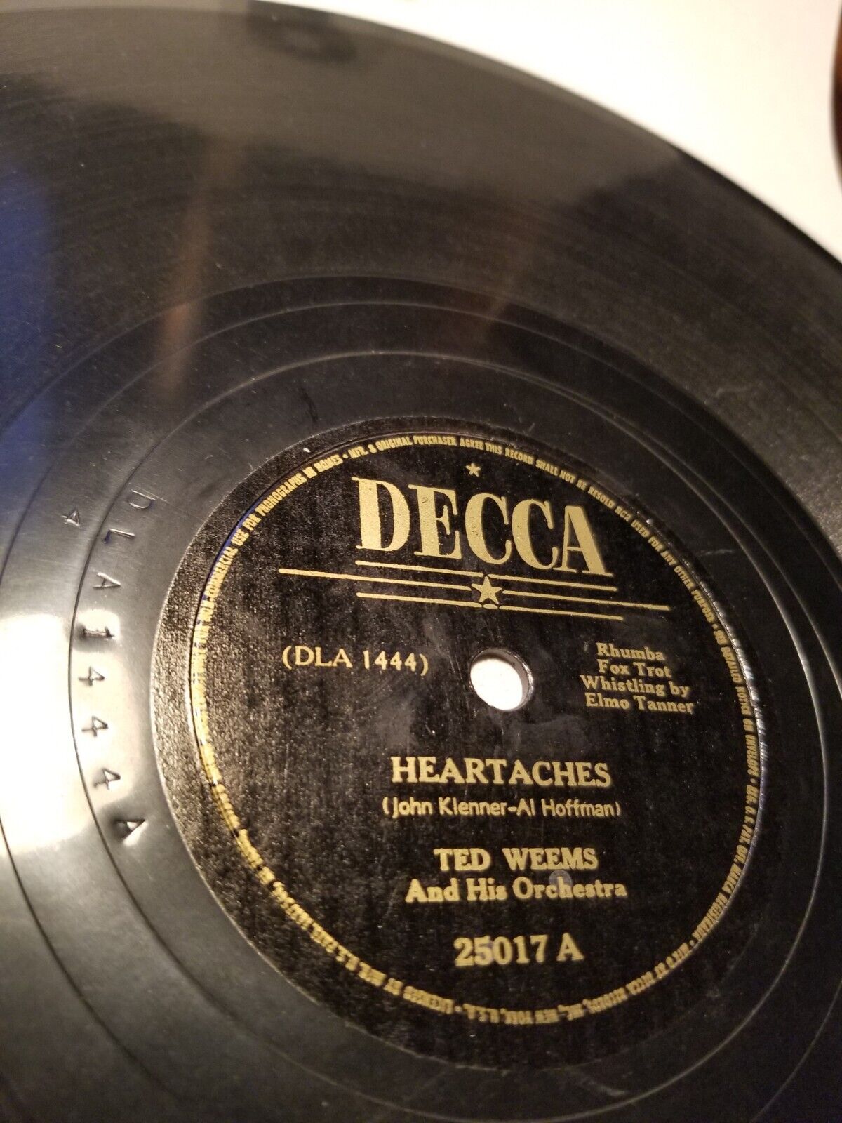 TED WEEMS HEARTACHES /OH MONAH DECCA RECORDS 78 25017
