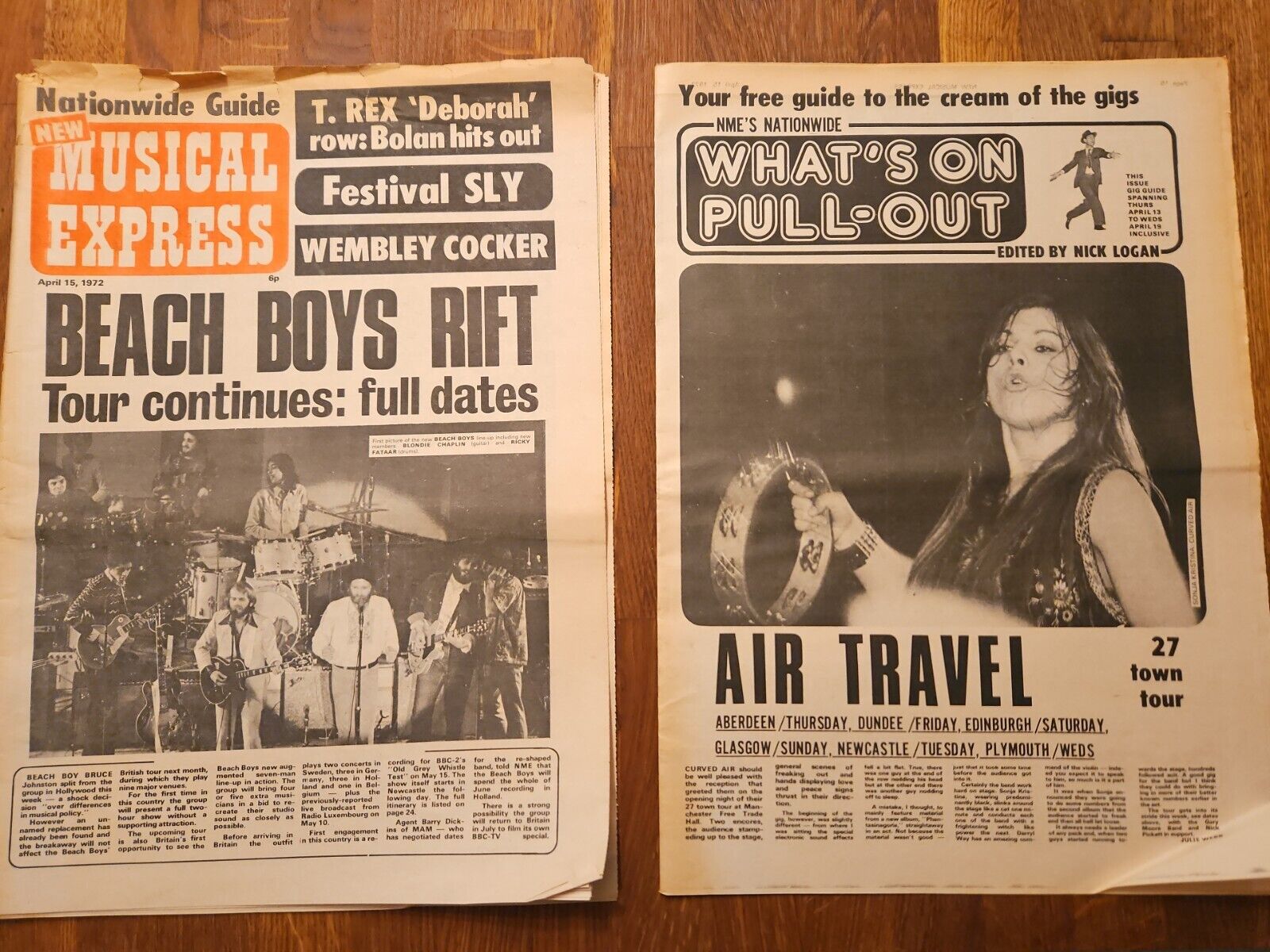 NME New Musical Express April 15th, 1972 Beach Boys Slade + Pullouts