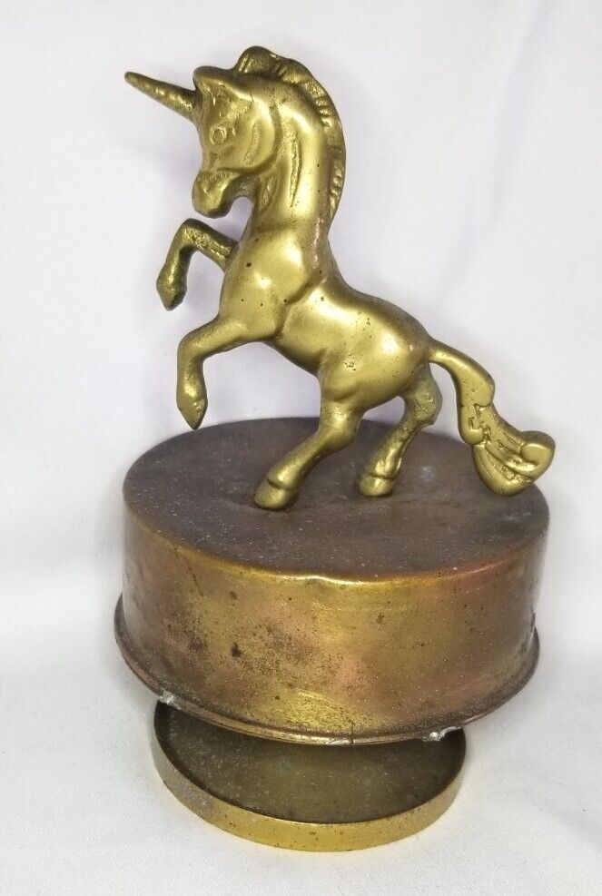 Unicorn Music Box Brass Rotating Figurine 5\