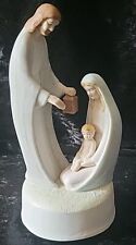 Vintage BABY JESUS, MARY & JOSEPH Ceramic Music Box Figurine - 
