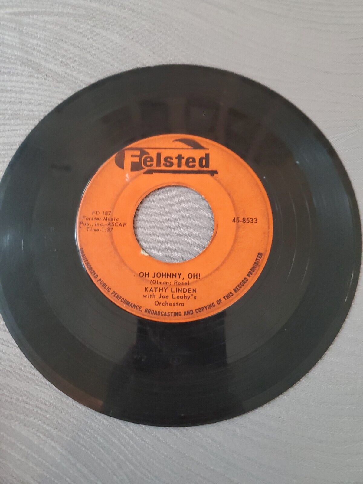 Vtg Kathy Linden, Georgia/oh Johnny Oh, 45 Vinyl