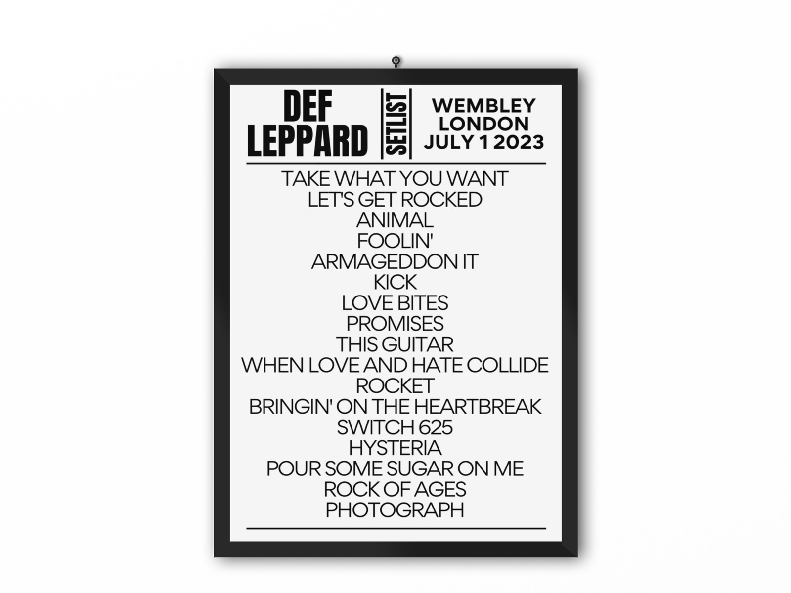 Def Leppard Setlist Wembley Stadium July 1 2023