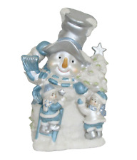 Vintage Music Box Ornament White Ceramic Top Hat Snowman Children Holiday Decor picture