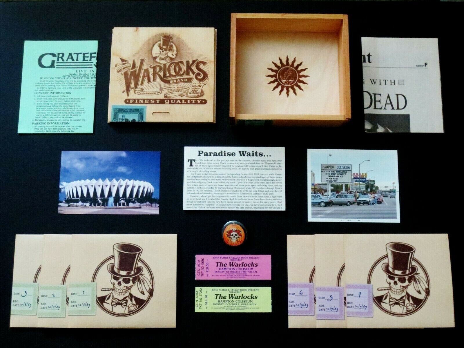 Grateful Dead Warlocks Box Set 1989 Hampton Coliseum Virginia VA Cigar Wood CD