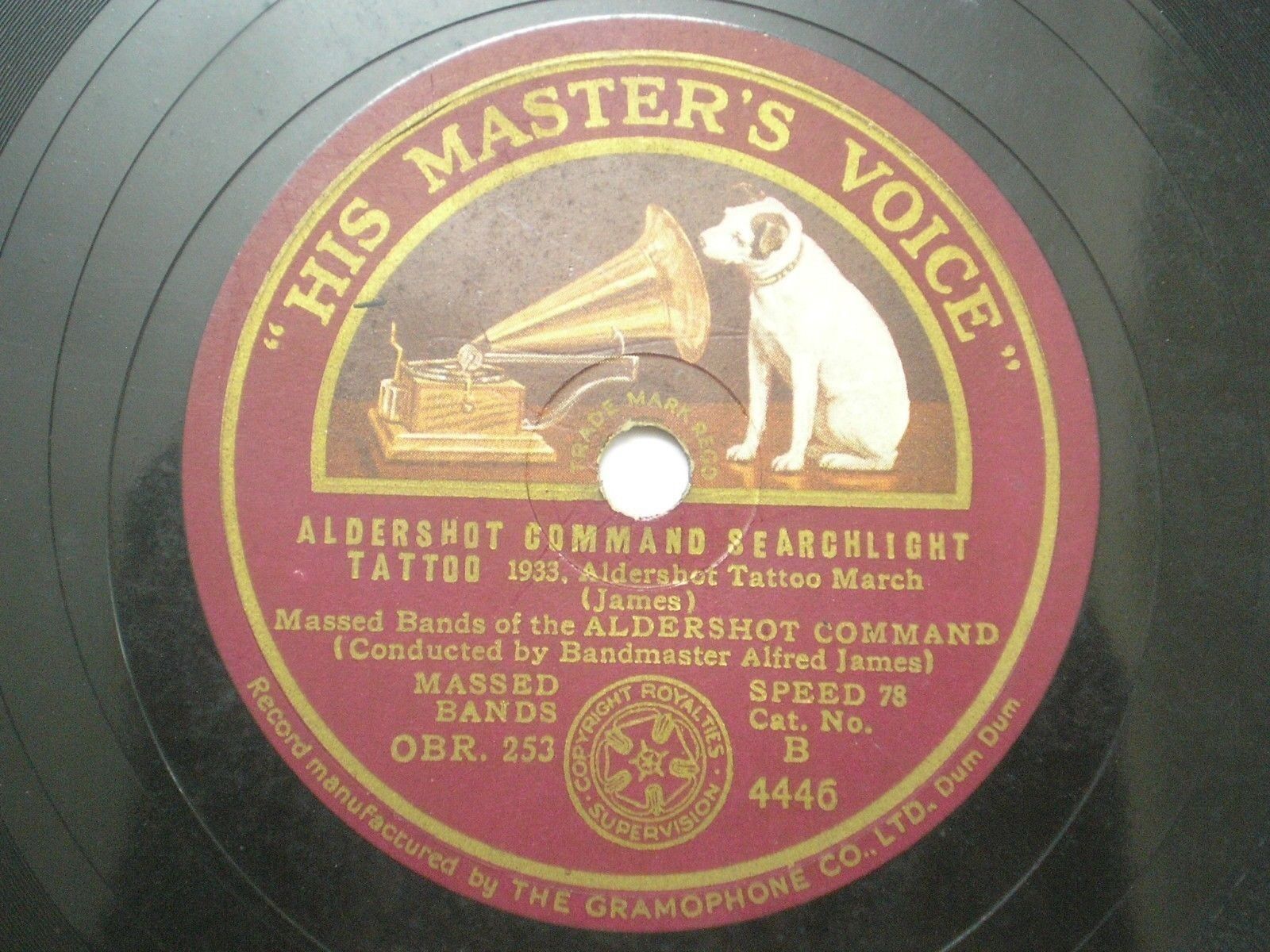 MASSED BANDS OF THE ALDERSHOT COMMAND INDIA INDIAN RARE 78 RPM RECORD 10\