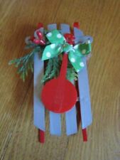Vintage Plastic Christmas Sled Banjo Ornament Decoration Retro Miniature mini picture