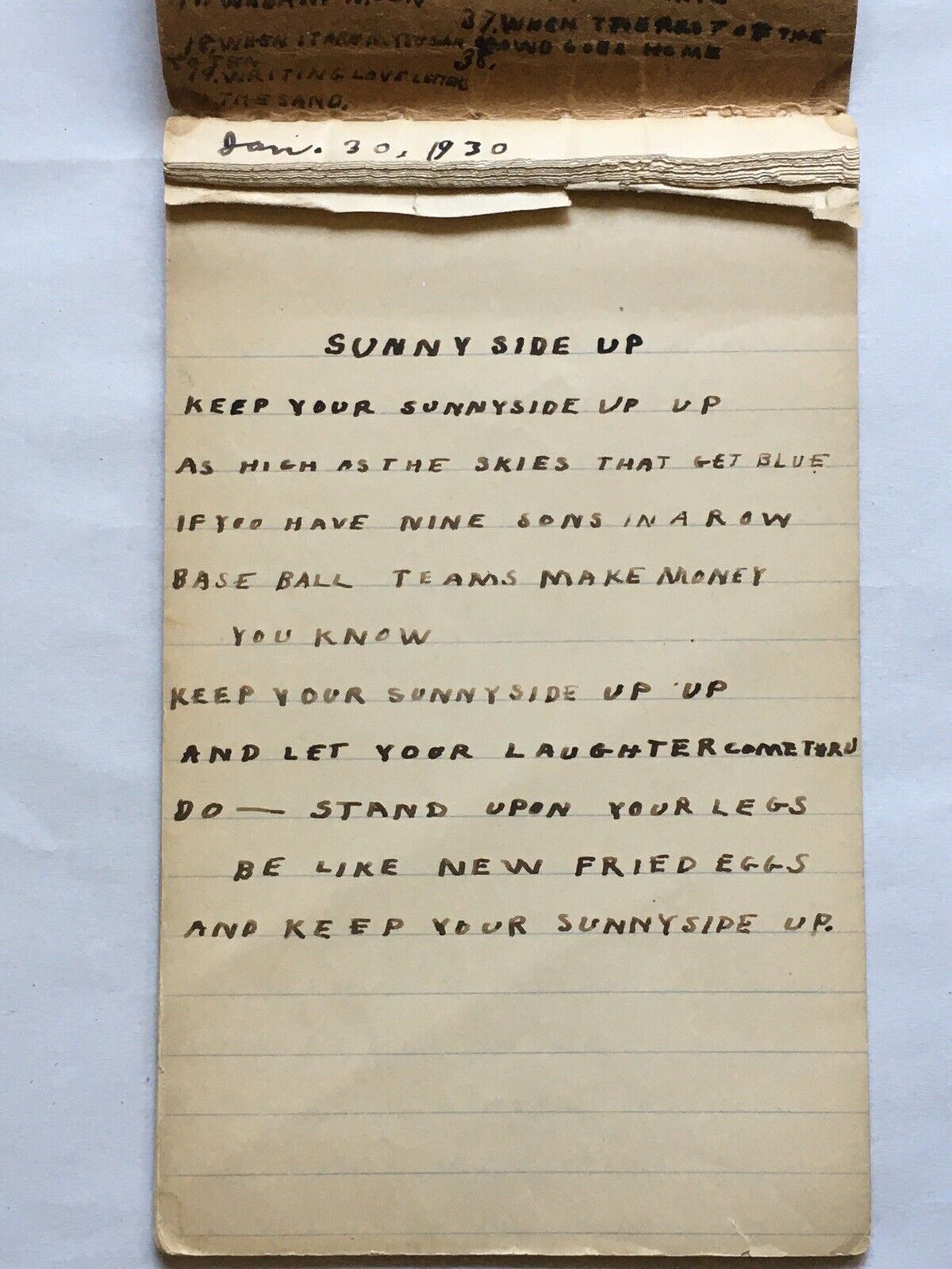 Great Depression Handwritten Book Notebook Of Songs Lyrics 1930 - Estate Find